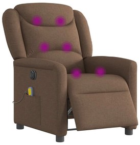 Poltrona de massagens reclinável elétrica tecido castanho