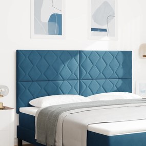 Cabeceira Design Blocos de Diamante Azul Escuro 180 cm Veludo