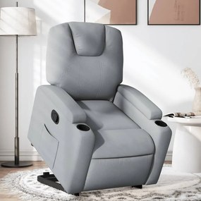 vidaXL Poltrona reclinável elevatória tecido cinzento-claro
