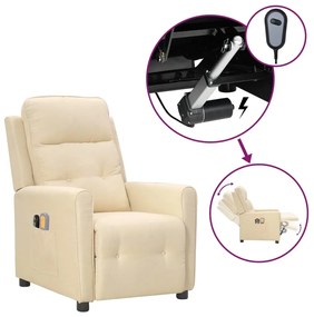 vidaXL Poltrona elevatória de massagens elétrica tecido creme