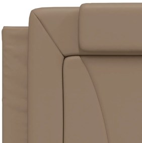 Estrutura de cama c/ luzes LED 90x200cm couro artif. cappuccino
