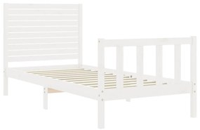 Estrutura de cama com cabeceira 100x200cm madeira maciça branco