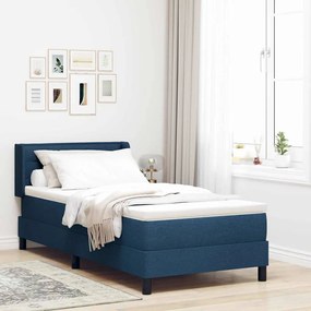 vidaXL Cama Box com colchão com cabeceira Azul 200 x 80 cm Poliéster