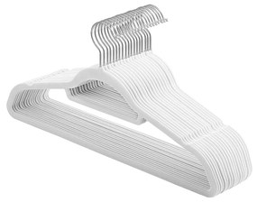 Cabides de veludo SONGMICS, conjunto de 20 cabides para roupas, antiderrapantes, com barra de gravata e gancho giratório de 360°, economizam espaço, 0,6 cm de espessura, 43,5 cm de comprimento, para vestidos e calças, branco CRF020W01