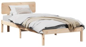 vidaXL Estrutura da Cama com cabeceira Natural 90 x 190 cm
