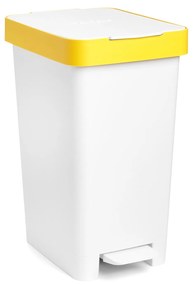 Balde Reciclagem com Pedal Smart Branco / Amarelo 25L