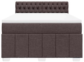 Cama com molas/colchão 140x190 cm tecido castanho-escuro