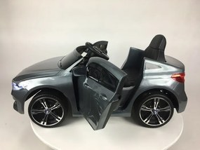 Carro Elétrico infantil BMW 6 GT 12v, módulo de música, banco em pele, pneus de borracha EVA Cinzento