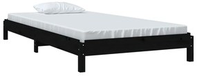 Cama empilhável 75x190 cm madeira de pinho maciça preto