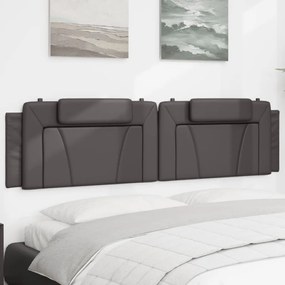 vidaXL Almofadão de cabeceira 200 cm couro artificial cinzento