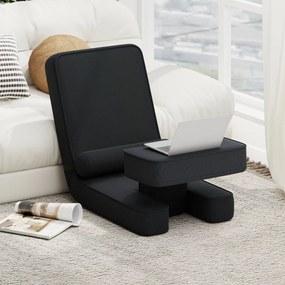 Cadeira de jogos chão com encosto ajustável em 5 níveis Apoio para os pés e mesa confortável Preto