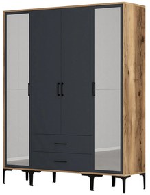 Roupeiro Kumsal RTR – Nogueira Antracite – 160x47,5x201,4 cm