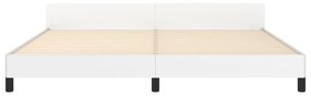 Estrutura cama c/ cabeceira couro artificial 200x200 cm branco