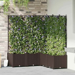 vidaXL Vaso de Jardim com Treliça 5 pcs Castanho 120x120x143 cm