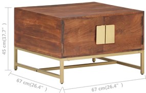 Mesa de centro 67x67x45cm madeira de acácia maciça castanho mel