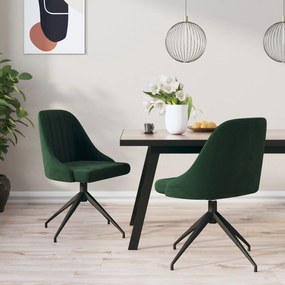 vidaXL Cadeiras de jantar 2 pcs veludo verde-escuro