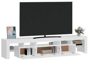 Móvel de TV com luzes LED 200x36,5x40 cm branco brilhante