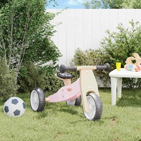 vidaXL Bicicleta de equilíbrio p/ crianças 2 em 1 rosa