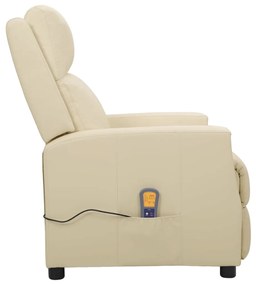 Poltrona Malia de Massagens Reclinável em Couro Artificial - Creme - D