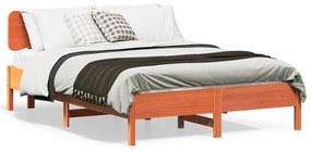 Cama sem colchão 140x200 cm madeira pinho maciça castanho-mel