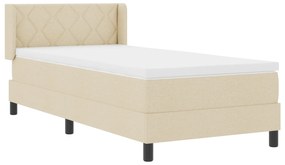 Cama Box Spring vidaXL com Colchão Creme 90x190 cm Tecido, Cabeceira v