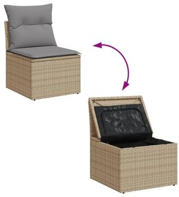 4 pcs conjunto de sofás para jardim c/ almofadões vime PE bege
