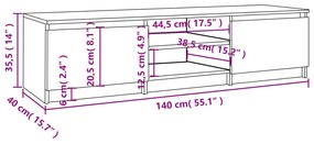 Móvel de TV Infinity de 140cm - Madeira Rústica - Design Moderno