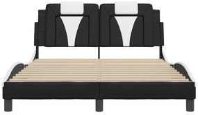 Estrutura cama c/ cabeceira 120x200 couro artif. preto/branco