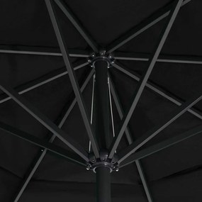 Guarda-sol de jardim com poste de alumínio 600 cm preto