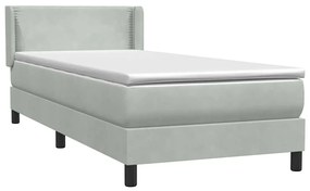 Cama com molas/colchão cinzento-claro 80x220 cm veludo