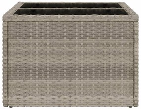 Mesa de jardim c/ tampo de vidro 55x55x37cm vime PE cinza-claro