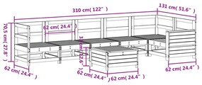 7 pcs conjunto de sofás para jardim madeira de pinho maciça