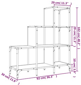 Estante 92x30x102 cm derivados de madeira e metal cinza sonoma