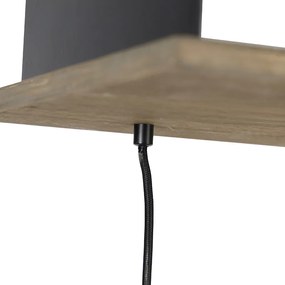 Candeeiro suspenso rústico preto madeira 5-luzes - FLAIR Rústico