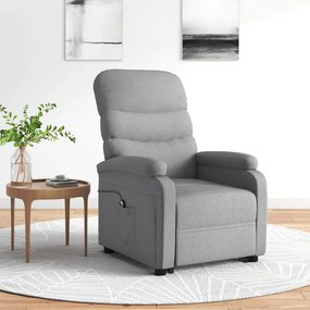 vidaXL Poltrona elevatória tecido cinzento-claro