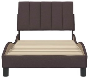 Estrutura de cama sem colchão 90x200 cm tecido castanho-escuro