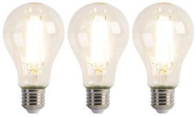 Conjunto de 3 lâmpadas LED E27 A67 transparente 8W 1055 lm 2700K