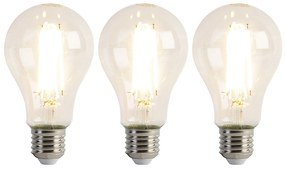Conjunto de 3 Lâmpadas LED E27 A67 Transparentes 8W 1055 lm 2700K