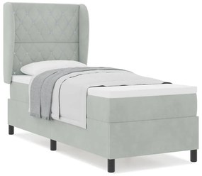 Cama Box com Colchão Cinza Claro 80 x 200 cm de Veludo