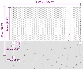 Postes de Cerca vidaXL 11 pcs Canal U Verde 80 cm Aço