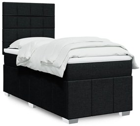 Cama com molas/colchão 90x190 cm tecido preto
