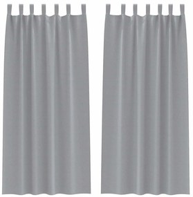 Cortinas 2 pcs Cinzento-claro 245 x 140 cm Poliéster