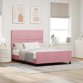 vidaXL Cama Box com cabeceira Rosa 140 x 190 cm Veludo