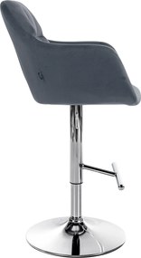 Banco de bar Natoma Veludo cromado cinza escuro