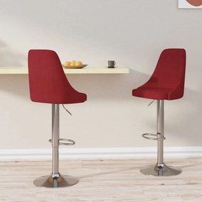 vidaXL Bancos de bar 2 pcs tecido vermelho tinto
