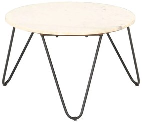 Mesa centro 65x65x42cm pedra genuína textura mármore branco
