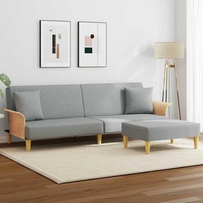 vidaXL Sofá-cama 2 lugares c/ almofadas e apoio pés veludo cinza-claro