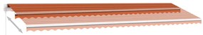 Toldo retrátil manual com LED 600x300 cm laranja e castanho