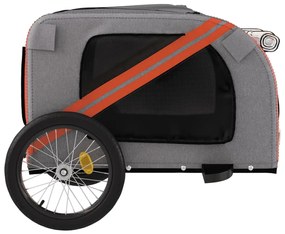 Reboque bicicleta p/ animais tecido oxford/ferro laranja/preto