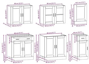 7 peças armário de cozinha conjunto Kalmar branco